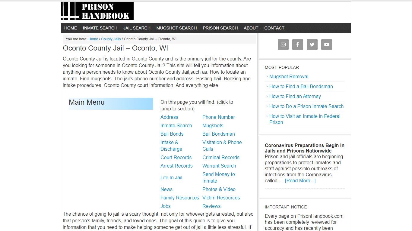 Oconto County Jail – Oconto, WI - prisonhandbook.com